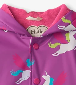 Online Hatley Girls Pretty Unicorn Colour Changing Button-Up Rain Jacket