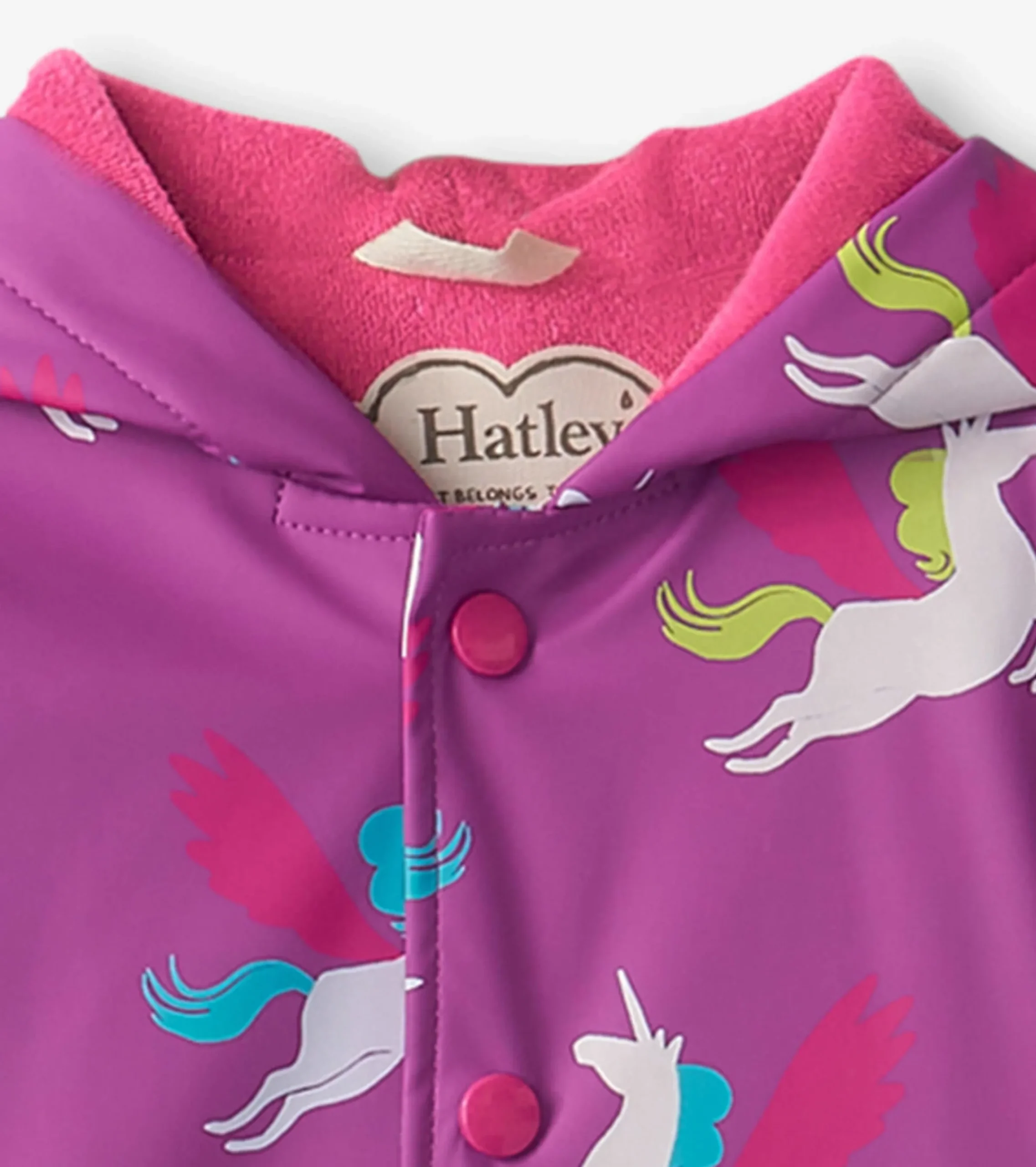 Online Hatley Girls Pretty Unicorn Colour Changing Button-Up Rain Jacket