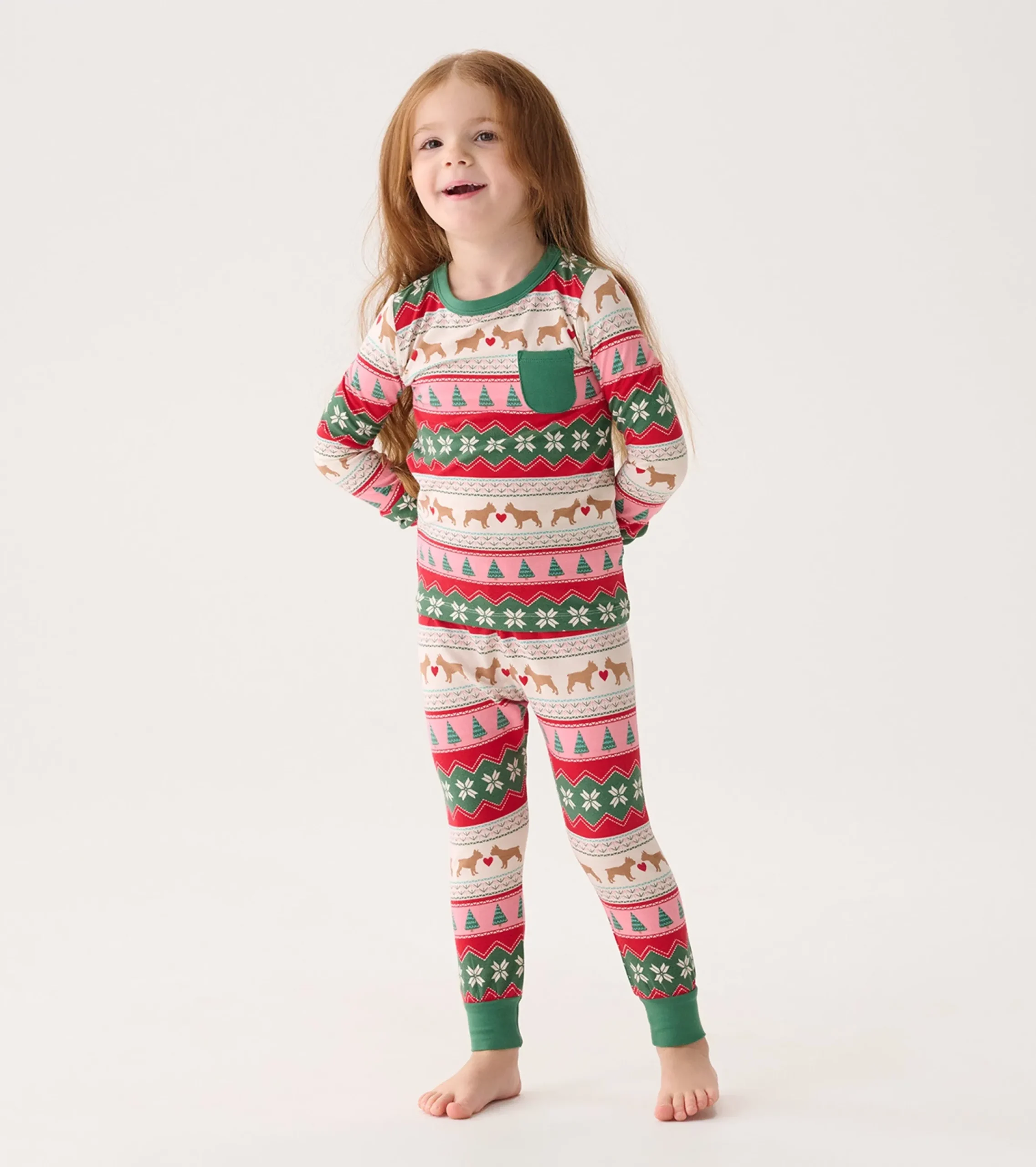 Sale Hatley Girls Puppy Hearts Fair Isle Bamboo Pajama Set
