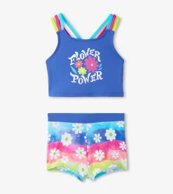 Outlet Hatley Girls Rainbow Flower Two-Piece Crop Top Bikini Set