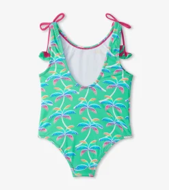 Clearance Hatley Girls Rainbow Palm Shoulder Shoulder Bow Swimsuit