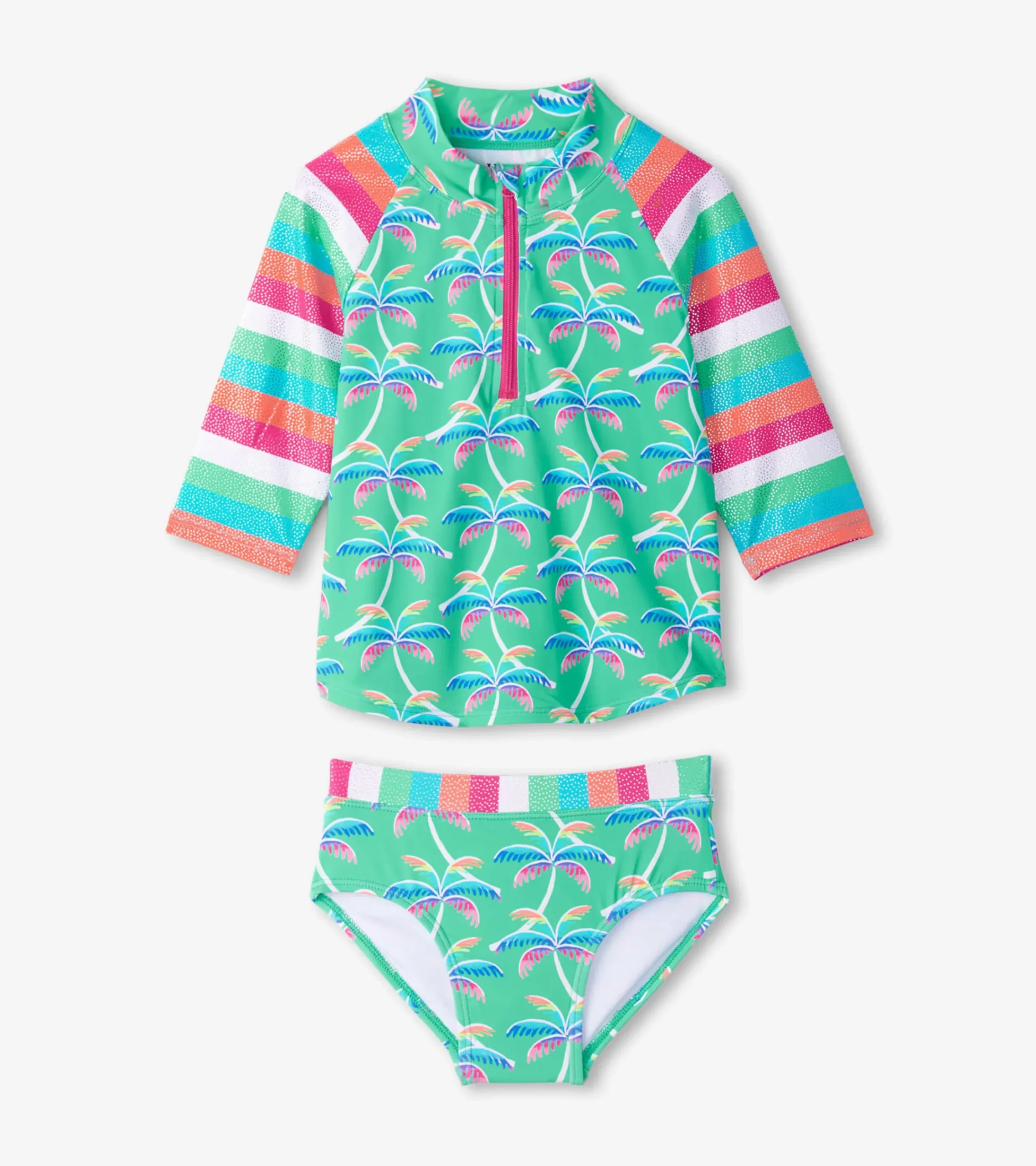 Sale Hatley Girls Rainbow Palm Two-Piece Rashguard Set