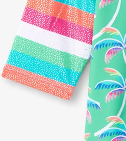 Sale Hatley Girls Rainbow Palm Two-Piece Rashguard Set