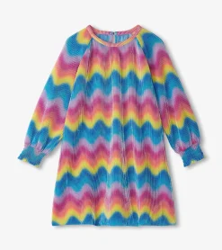 Hot Hatley Girls Rainbow Wave Pleated A-Line Dress