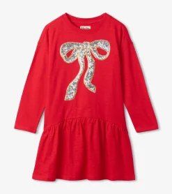 Discount Hatley Girls Red Holiday Bow Party Dress