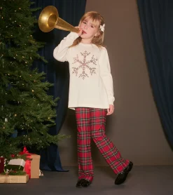 Clearance Hatley Girls Red Plaid Flared Pants