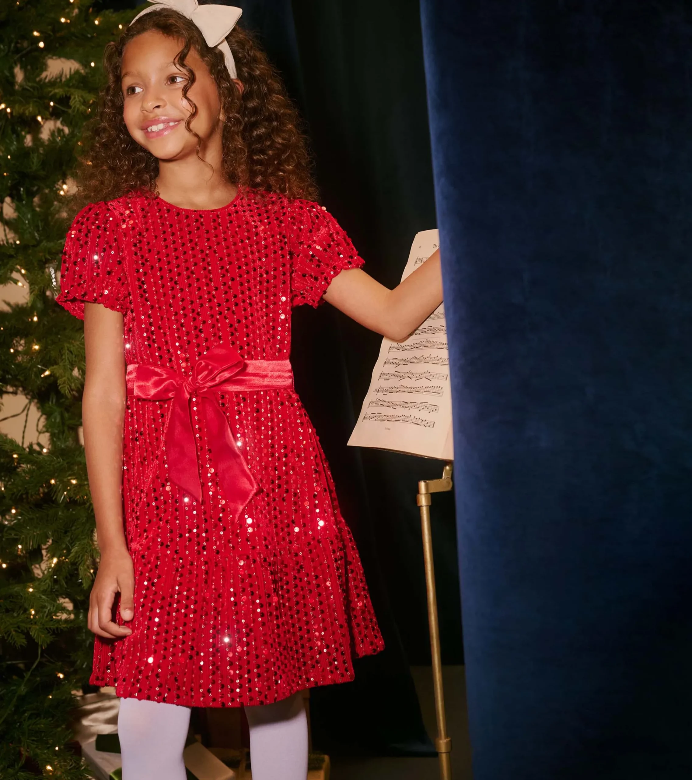 Clearance Hatley Girls Red Sequins Velvet Dress