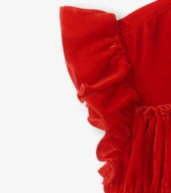 Sale Hatley Girls Red Velvet Smocked Panel Dress