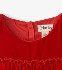 Sale Hatley Girls Red Velvet Smocked Panel Dress