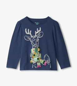 New Hatley Girls Reindeer Scarf T-Shirt