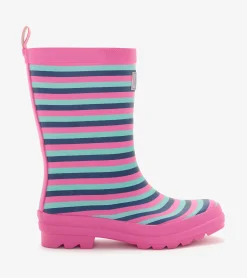 Best Hatley Girls Rose Violet Stripes Matte Rain Boots