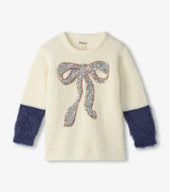 Discount Hatley Girls Sequin Bow Fluffy Sleeve Sweater