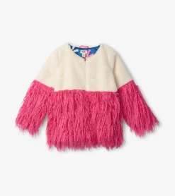 Discount Hatley Girls Sheer Pink Faux Fur Jacket