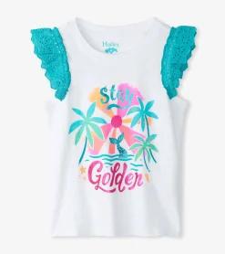 Discount Hatley Girls Stay Golden Ruffle Sleeve Tank Top