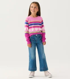 Clearance Hatley Girls Stretch Denim Wide Leg Pants