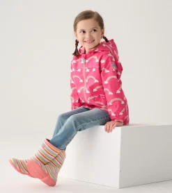 New Hatley Girls Summer Rainbow Zip-Up Lightweight Rain Jacket