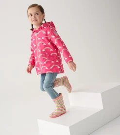 New Hatley Girls Summer Rainbow Zip-Up Lightweight Rain Jacket
