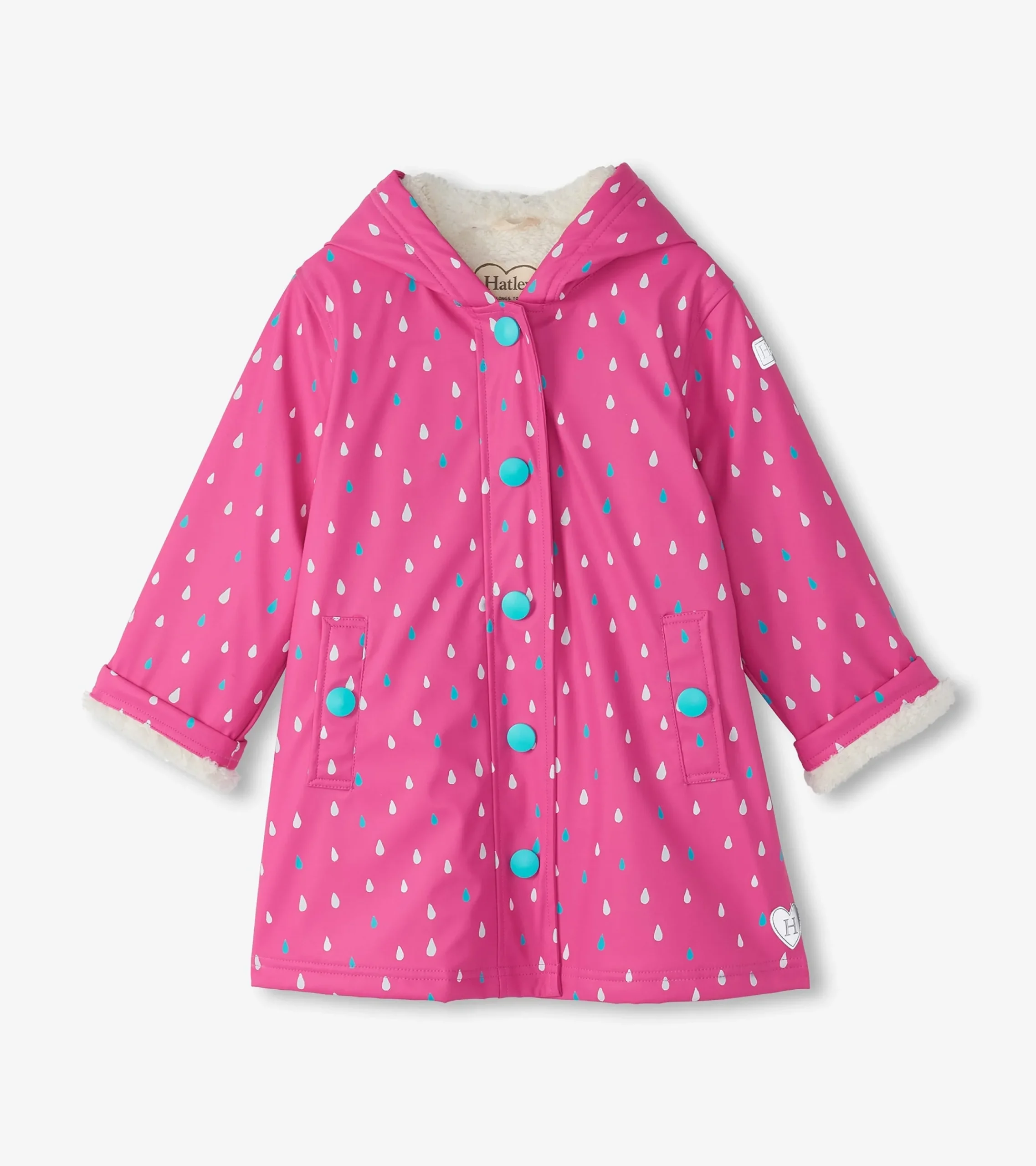 Outlet Hatley Girls Tiny Dots Sherpa Lined Button-Up Rain Jacket