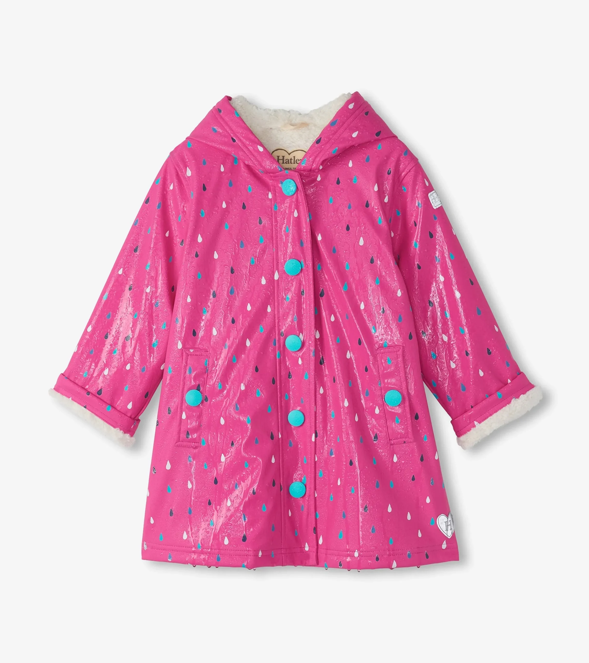Outlet Hatley Girls Tiny Dots Sherpa Lined Button-Up Rain Jacket