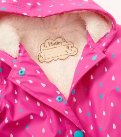 Outlet Hatley Girls Tiny Dots Sherpa Lined Button-Up Rain Jacket