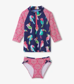 Outlet Hatley Girls Tropical Birds Rashguard Set