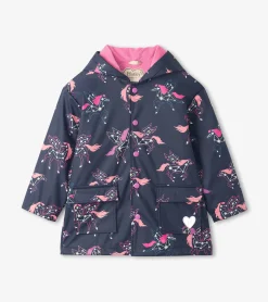 Outlet Hatley Girls Unicorn Constellations Colour Changing Button-Up Rain Jacket