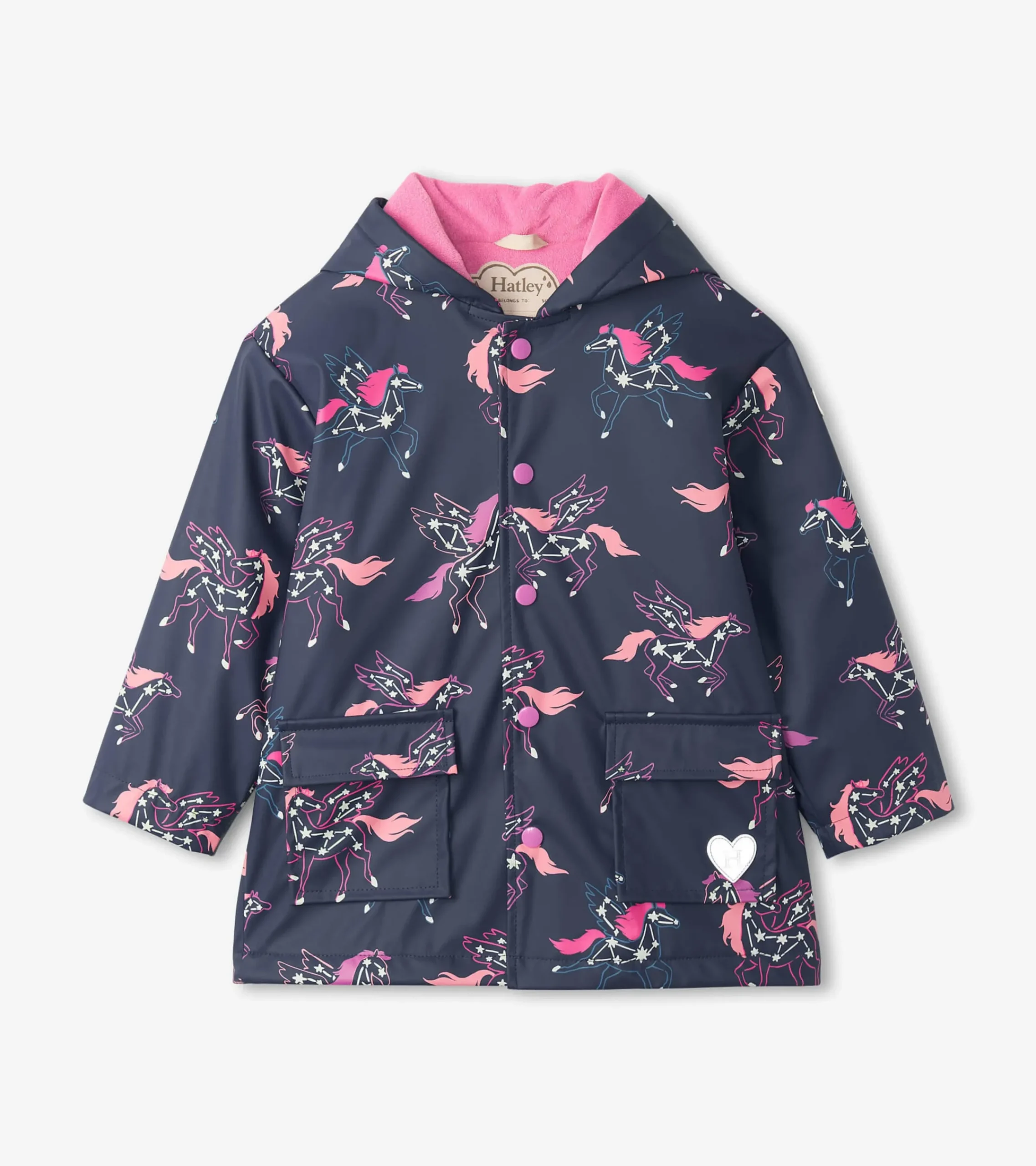 Outlet Hatley Girls Unicorn Constellations Colour Changing Button-Up Rain Jacket