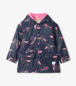 Outlet Hatley Girls Unicorn Constellations Colour Changing Button-Up Rain Jacket