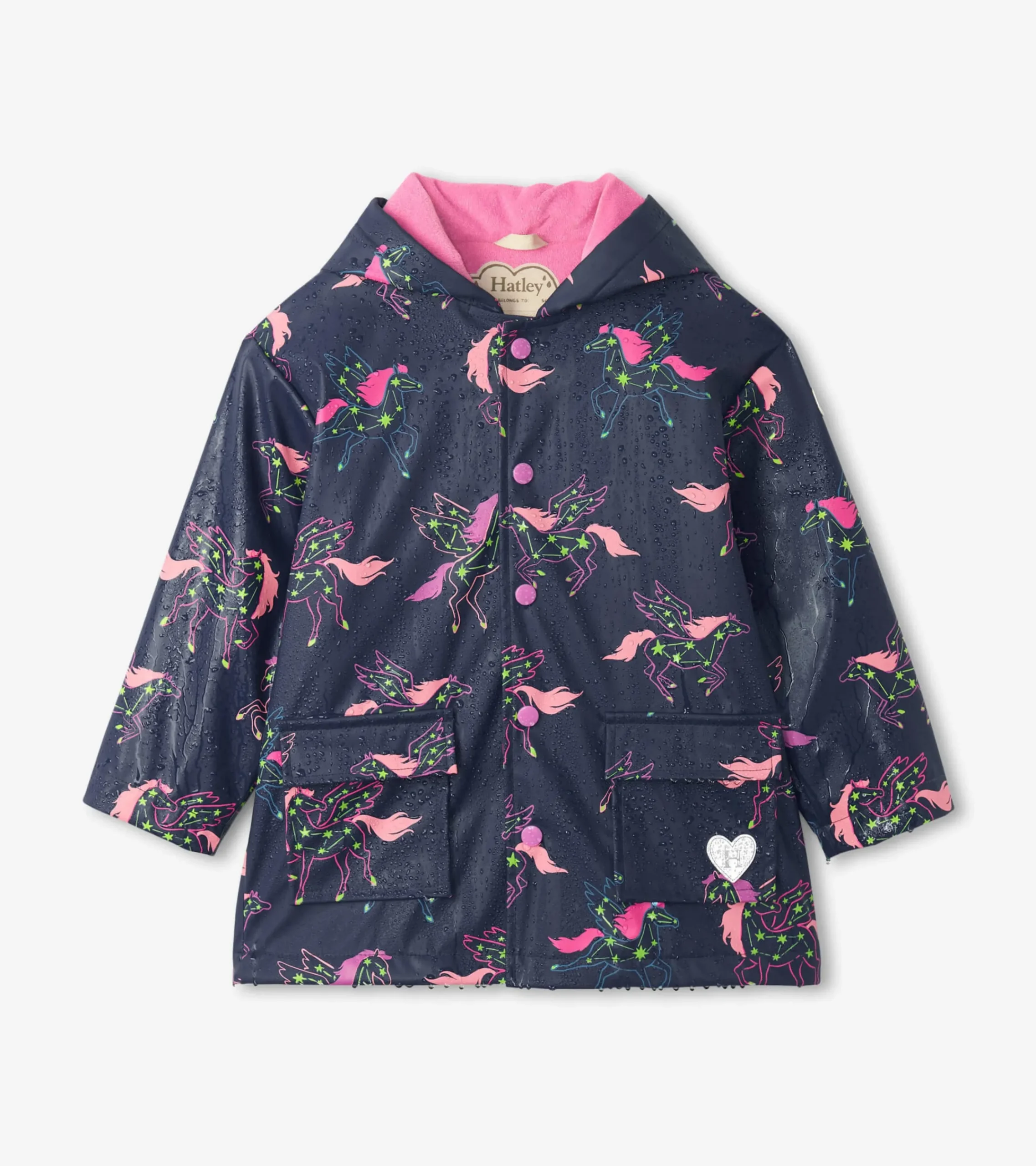 Outlet Hatley Girls Unicorn Constellations Colour Changing Button-Up Rain Jacket