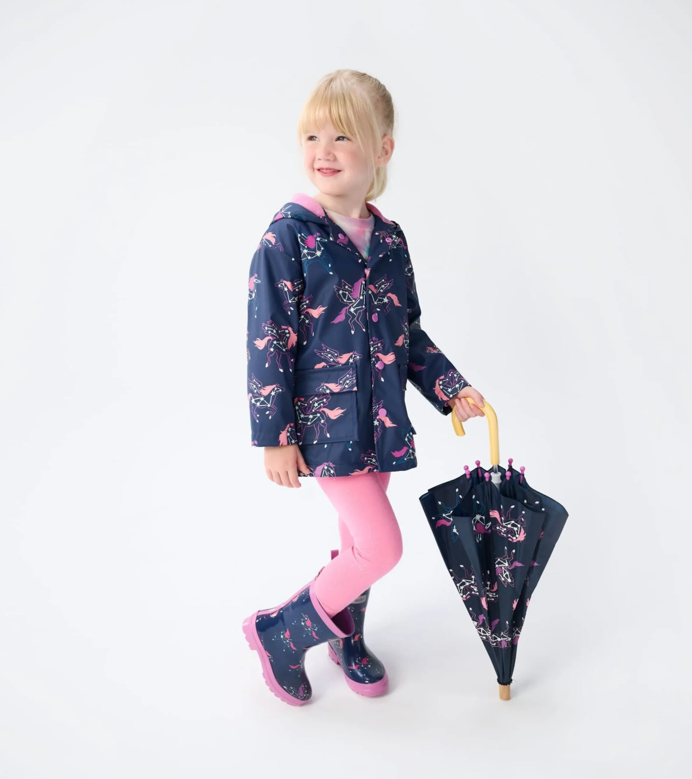 Outlet Hatley Girls Unicorn Constellations Colour Changing Button-Up Rain Jacket