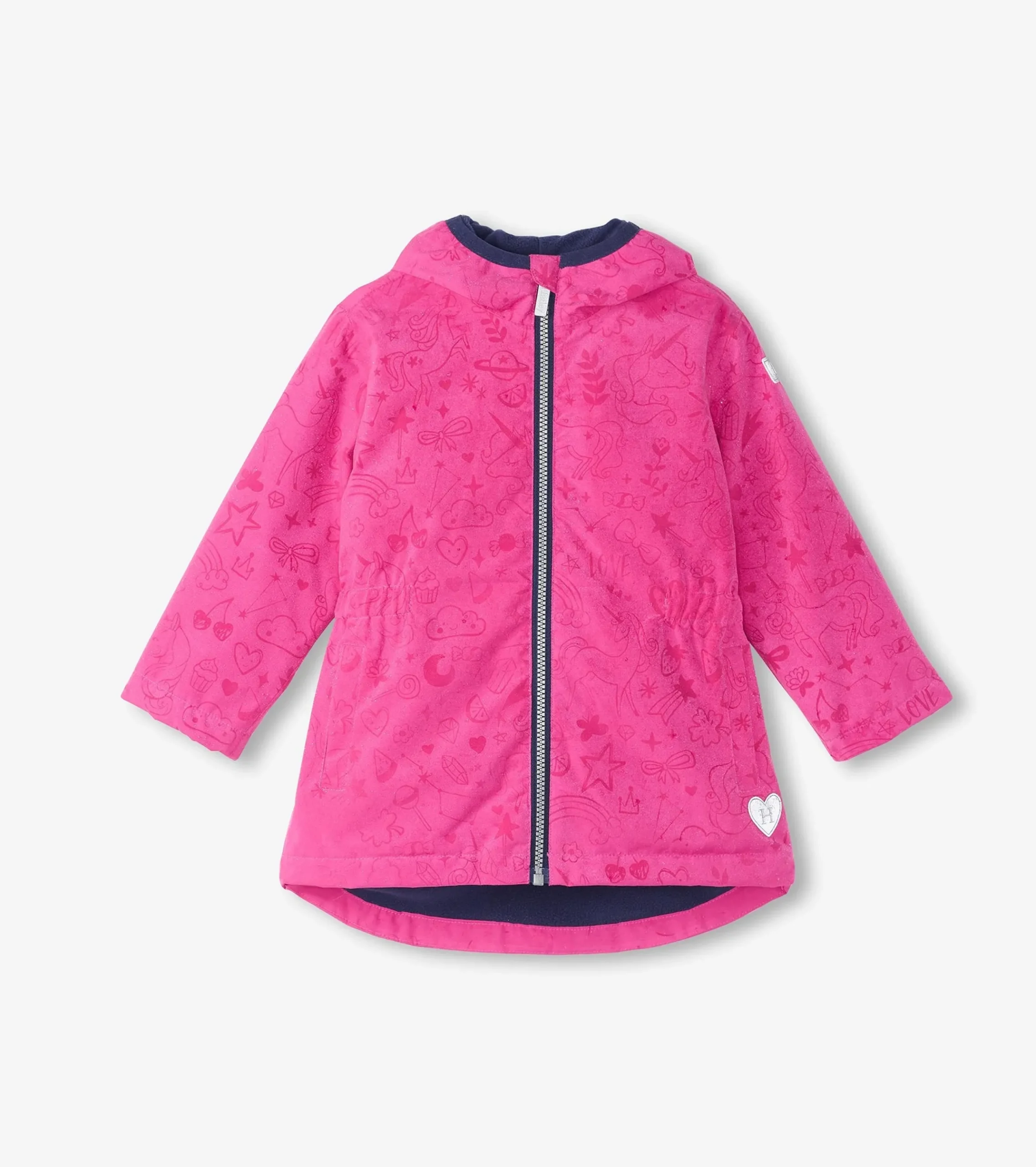 Hatley Girls Unicorn Doodle Zip-Up Lightweight Rain Jacket