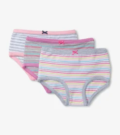New Hatley Girls Vibrant Stripes 3 Pack Hipster Underwear