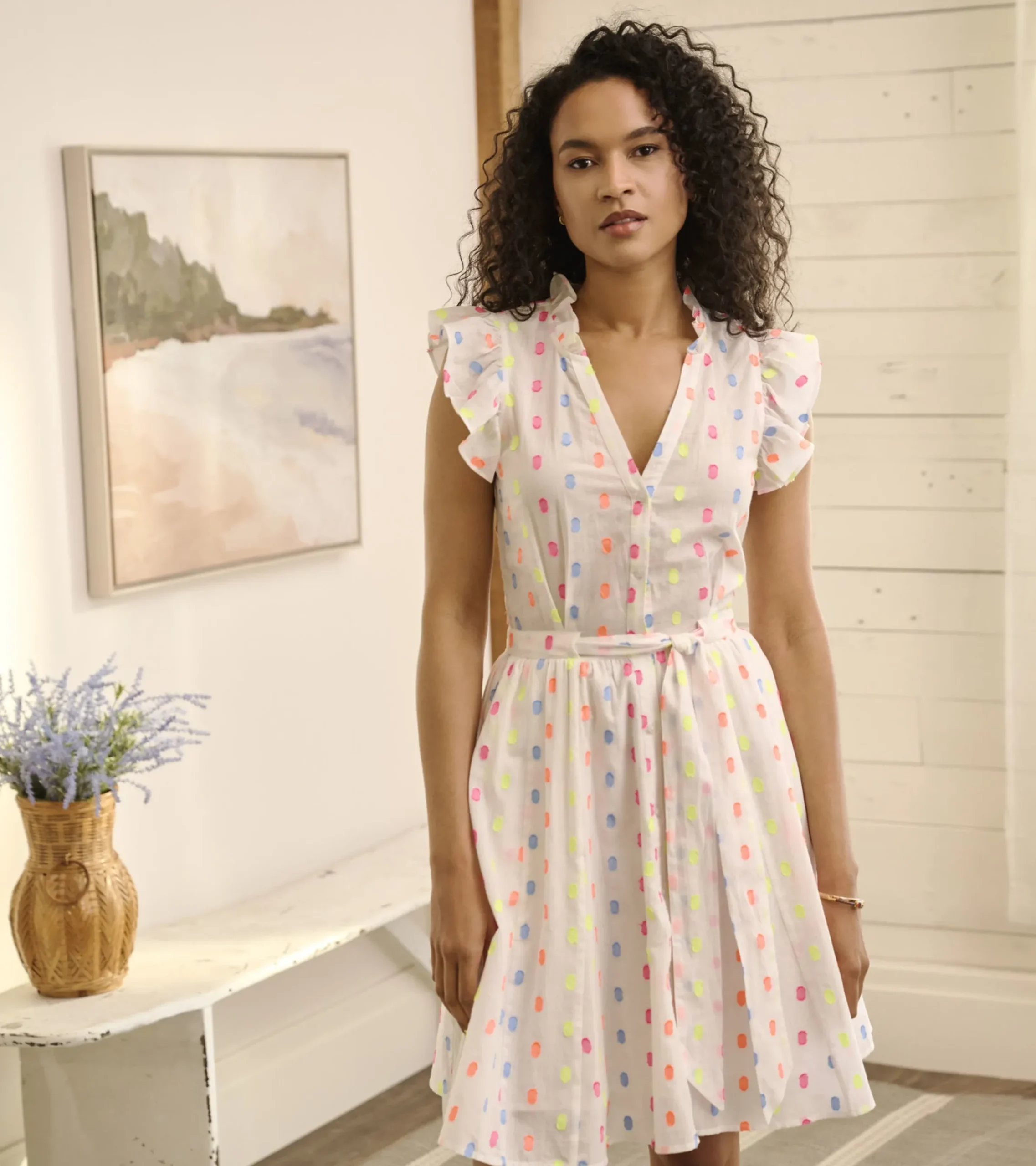Outlet Hatley Godet Belted Dress - Summer Dots