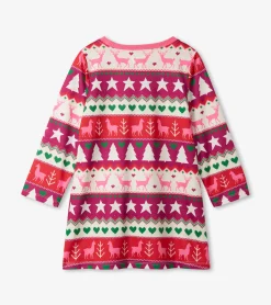 Hatley Holiday Fair Isle Long Sleeve Girls Nightgown