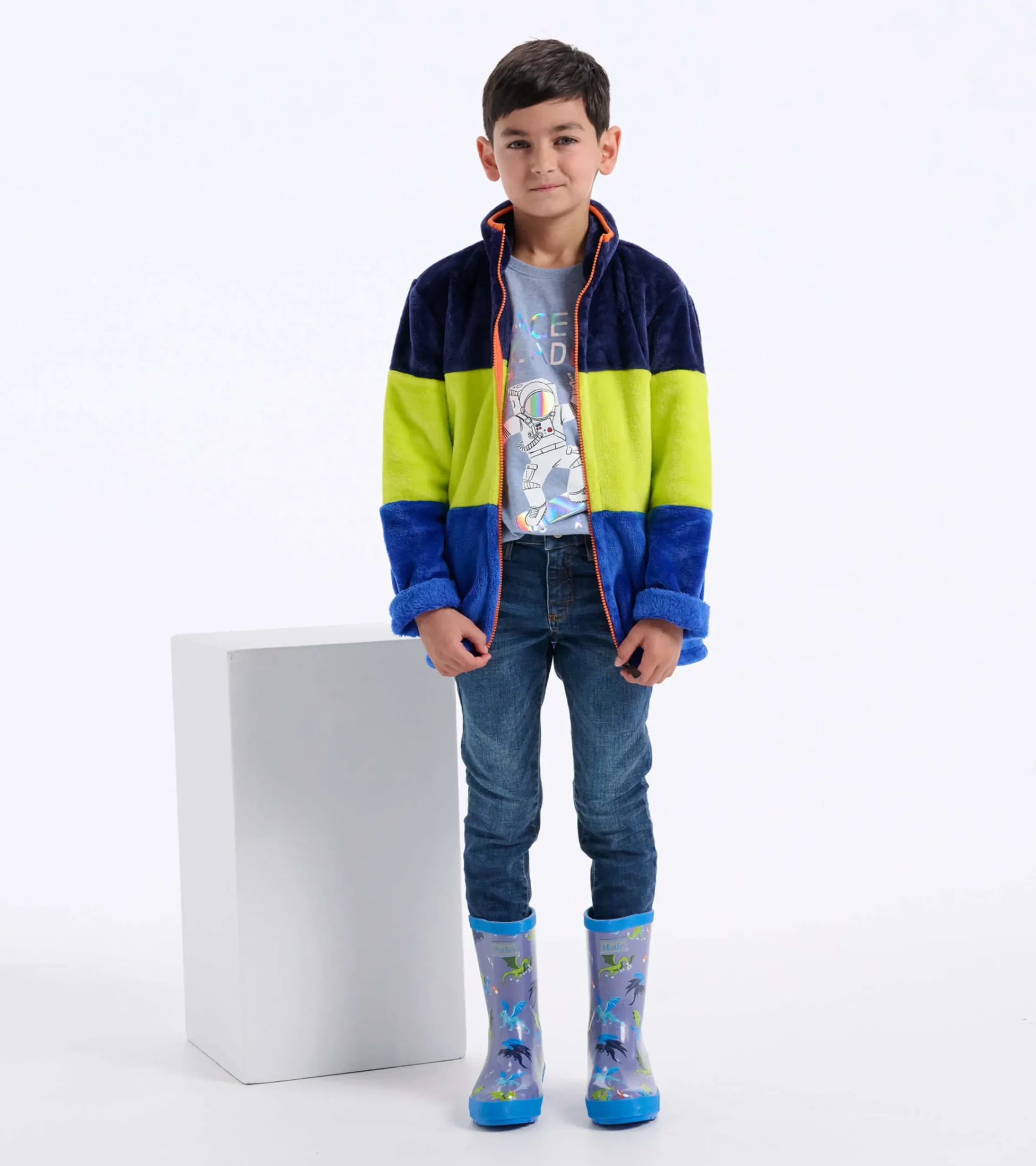 Hot Hatley Kids Blue & Green Fleece Jacket