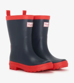Hatley Kids Navy & Red Matte Rain Boots
