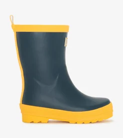 Sale Hatley Kids Navy & Yellow Matte Rain Boots