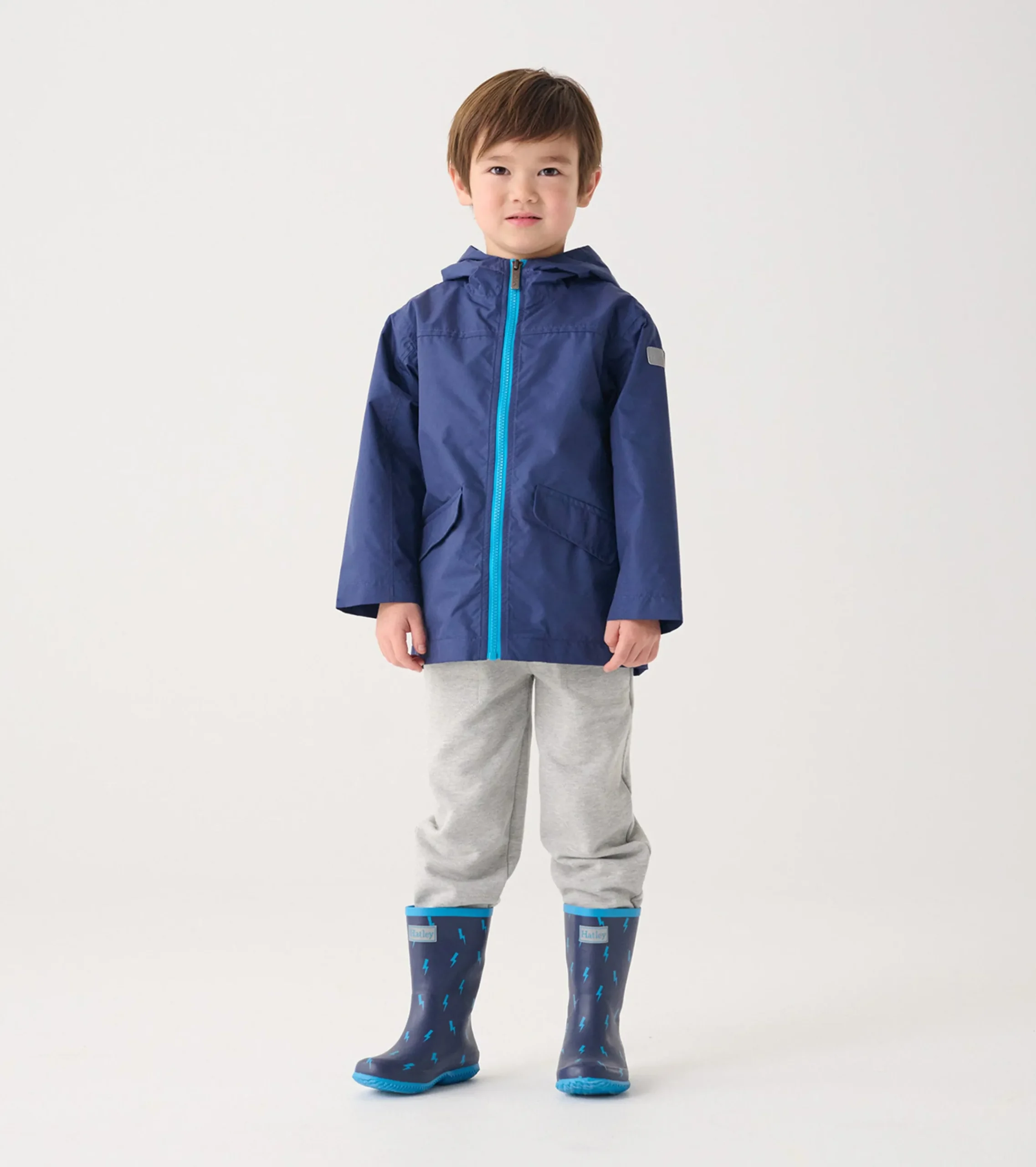 Hatley Kids Navy Zip-Up Lightweight Rain Jacket