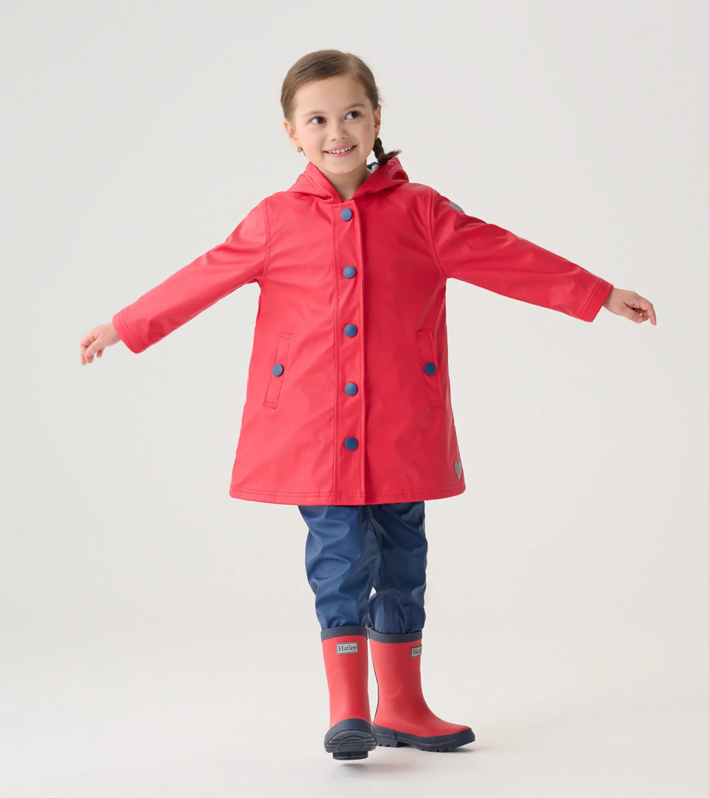 Outlet Hatley Kids Red & Navy Button-Up Rain Jacket