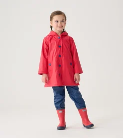 Outlet Hatley Kids Red & Navy Button-Up Rain Jacket
