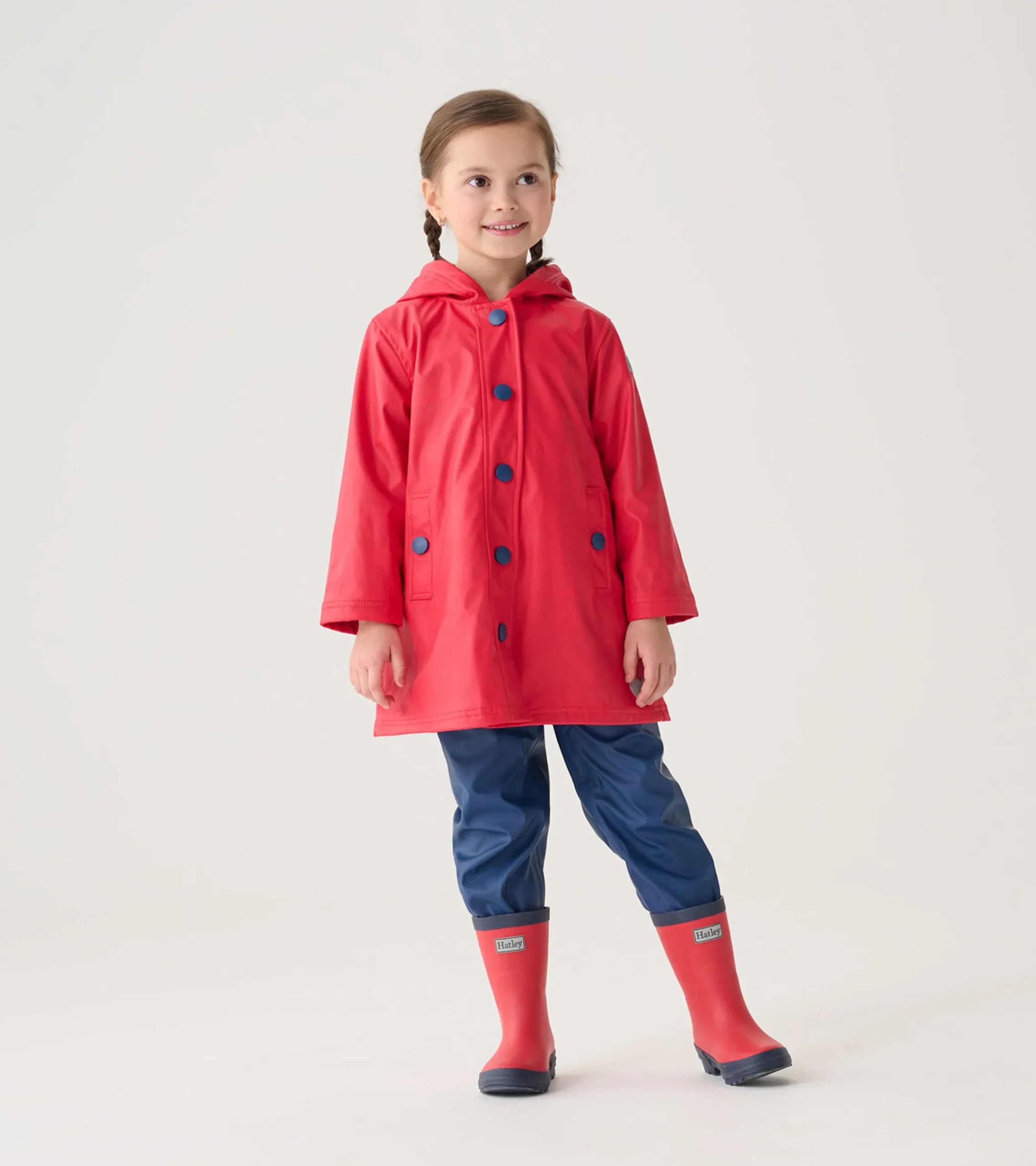 Outlet Hatley Kids Red & Navy Button-Up Rain Jacket