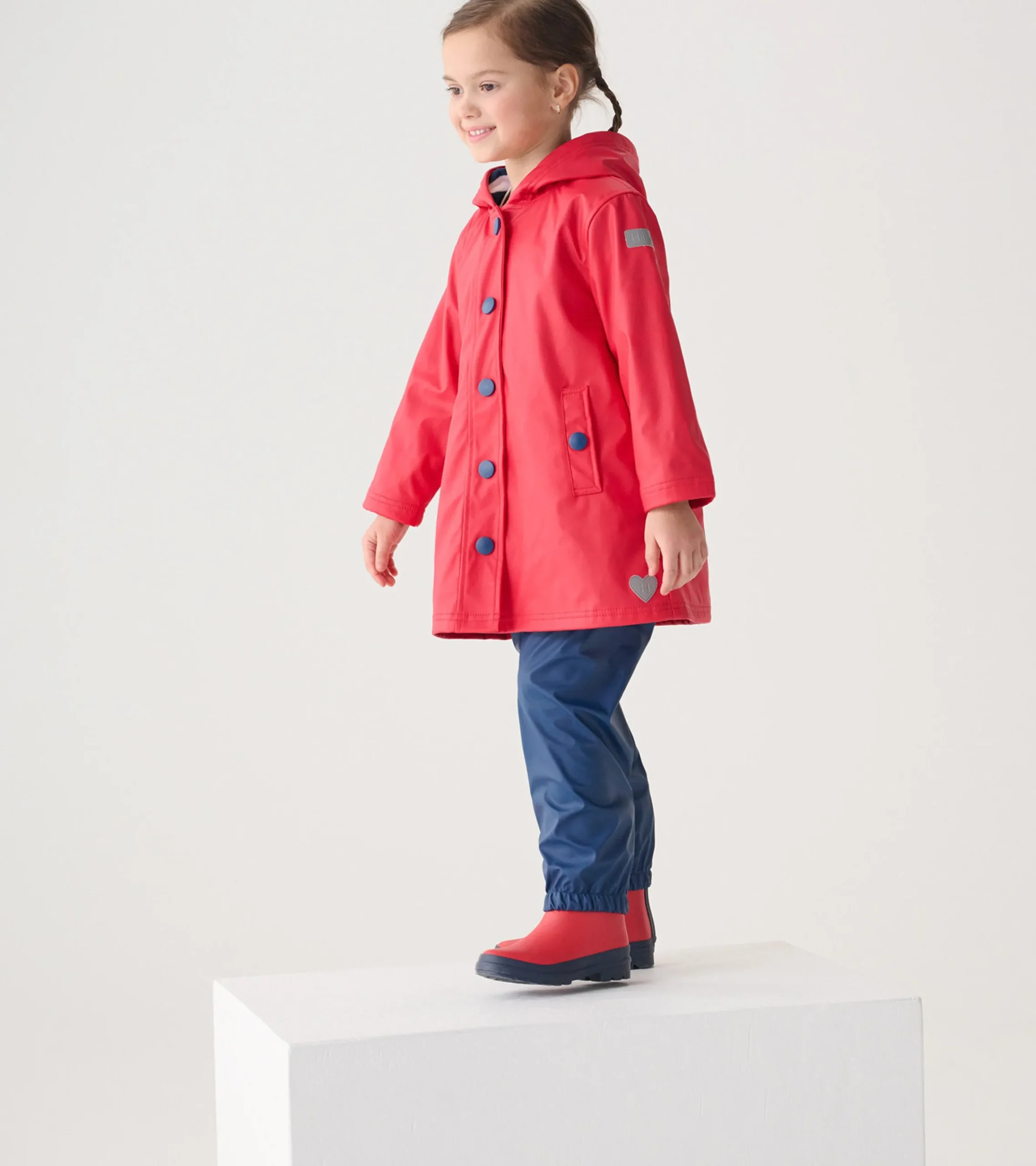 Outlet Hatley Kids Red & Navy Button-Up Rain Jacket