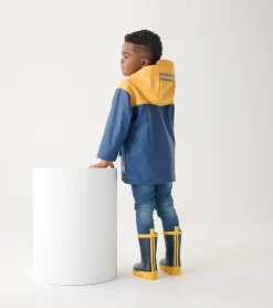 Sale Hatley Kids Yellow & Navy Zip-Up Rain Jacket