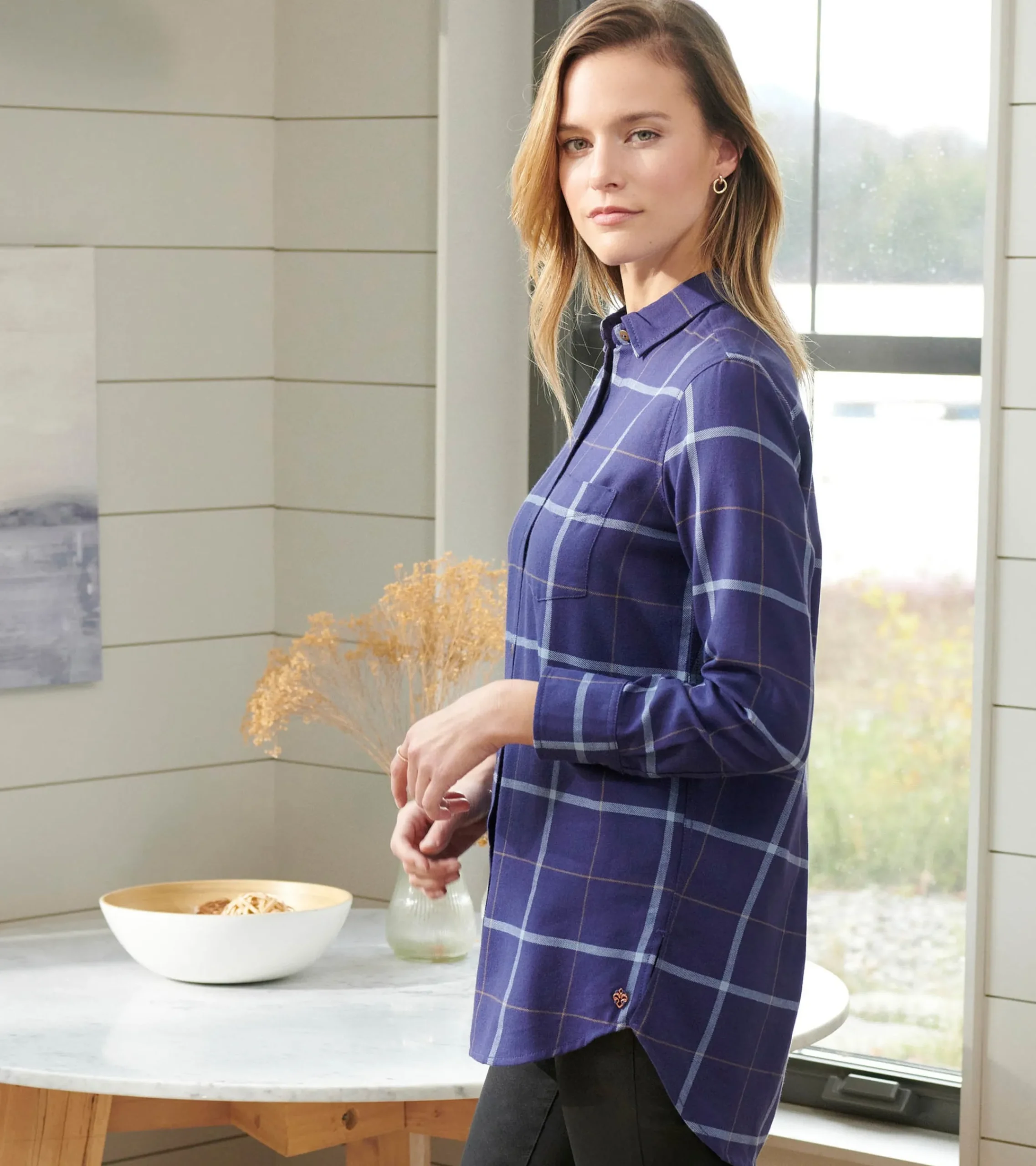 New Hatley Lara Tunic - Windowpane Plaid