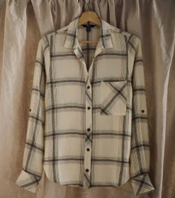 New Hatley Lila Button Down - Cream Plaid
