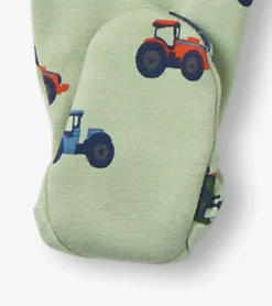 Hot Hatley Little Tractors Newborn Zip-Up Footed Sleeper