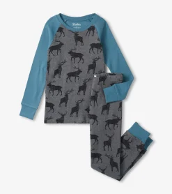 Online Hatley Magestic Elks Raglan Kids Organic Cotton Pajama Set