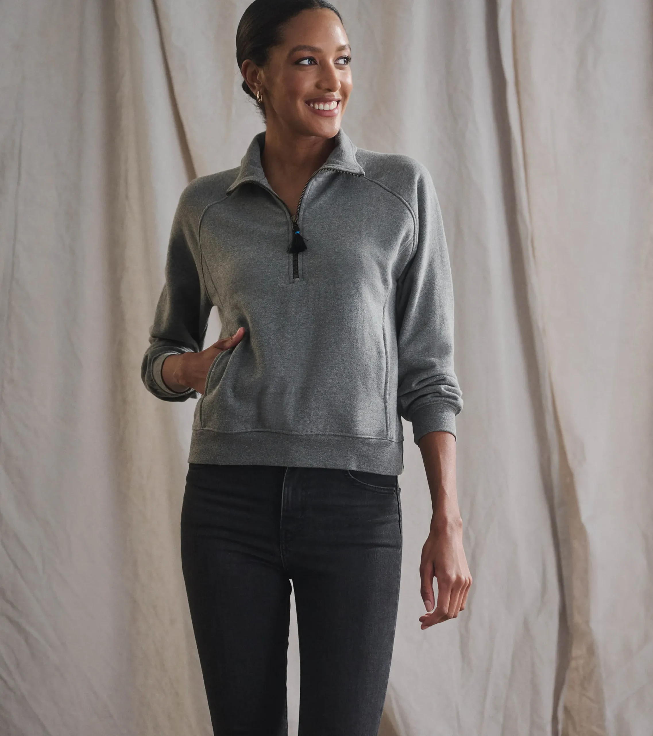 Online Hatley Mock Neck Pullover - Charcoal Heather