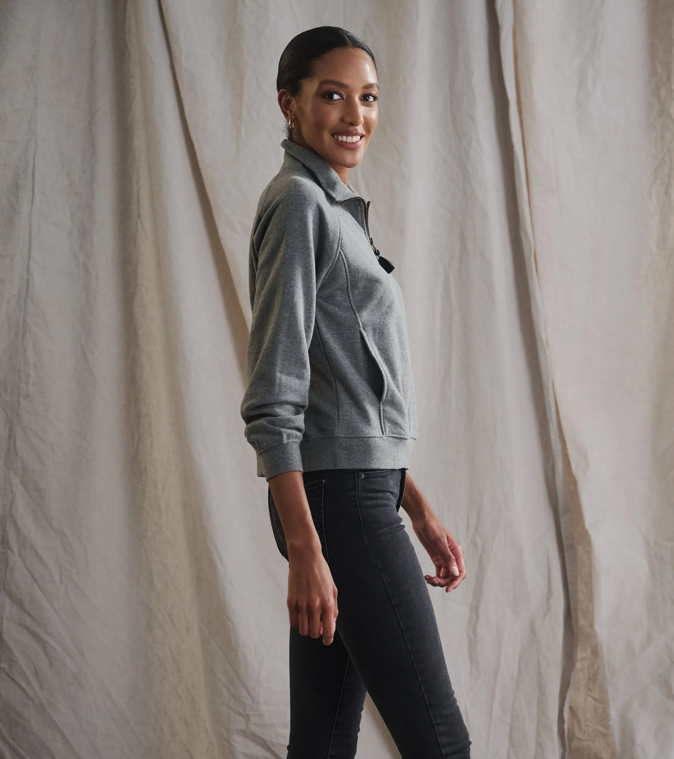 Online Hatley Mock Neck Pullover - Charcoal Heather