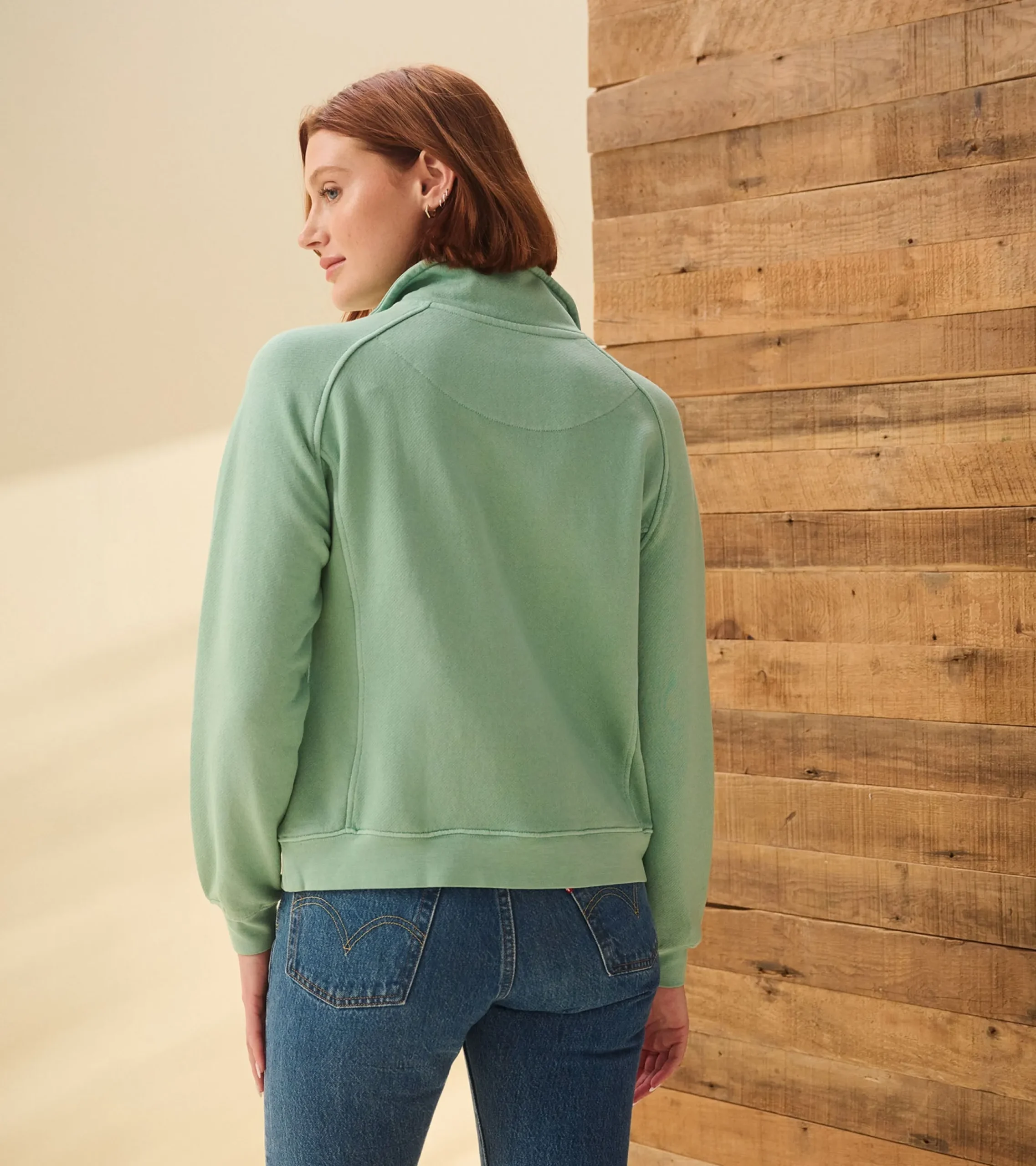 Online Hatley Mock Neck Pullover - Sage Green